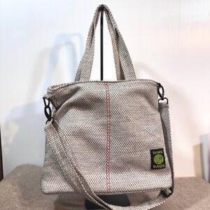 Dime Bags Hemp Crossbody Tote Bag Unisex Gray Red Stitch Eco Friendly Boho